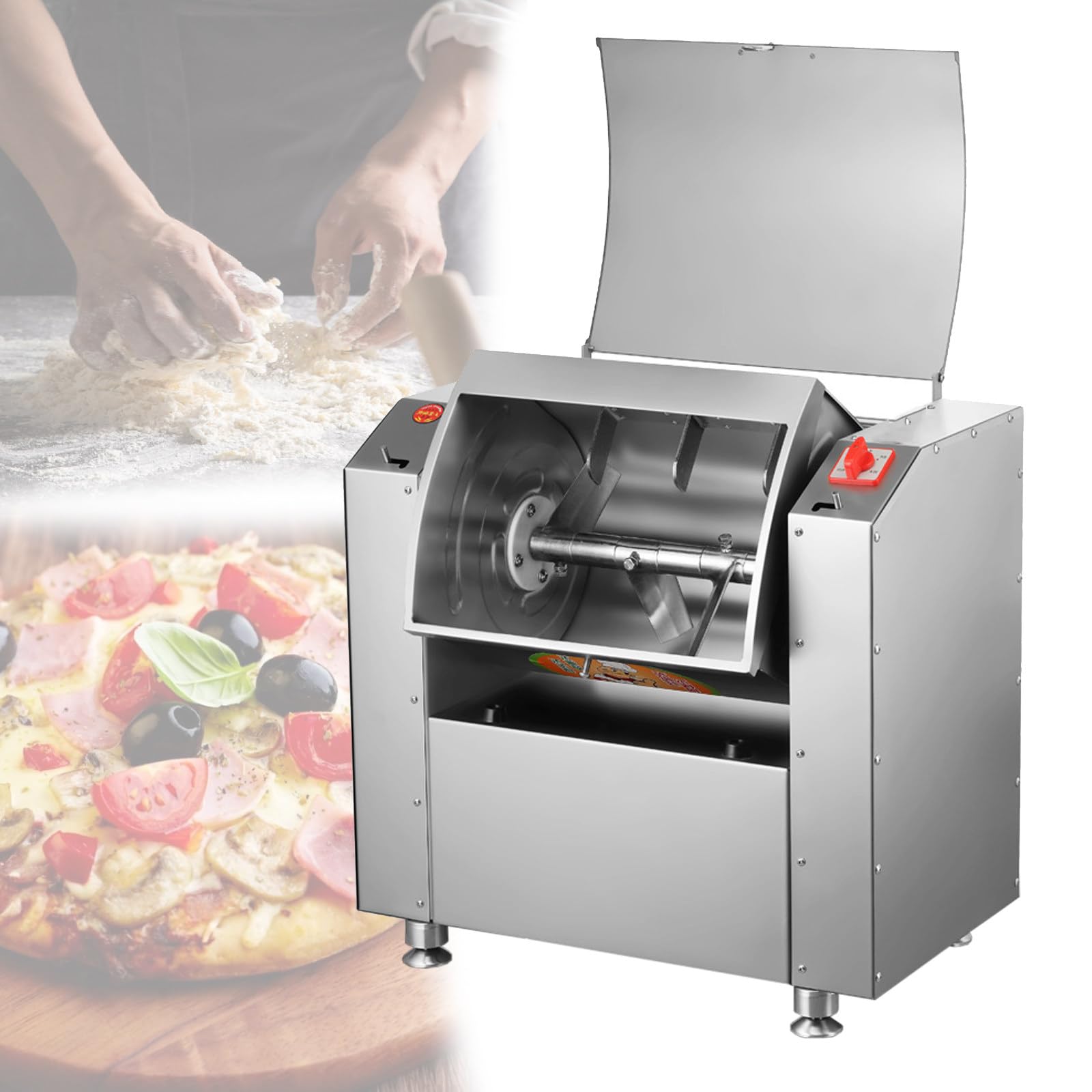 GLJTUO mixers for baking Dough Mixer Commercial, 3KG/5KG Stainless Steel Kneading Capacity Flour Mixer, Dual Rotating Electric Kitchen Food Machine for Pasta Noodle Pizza Making