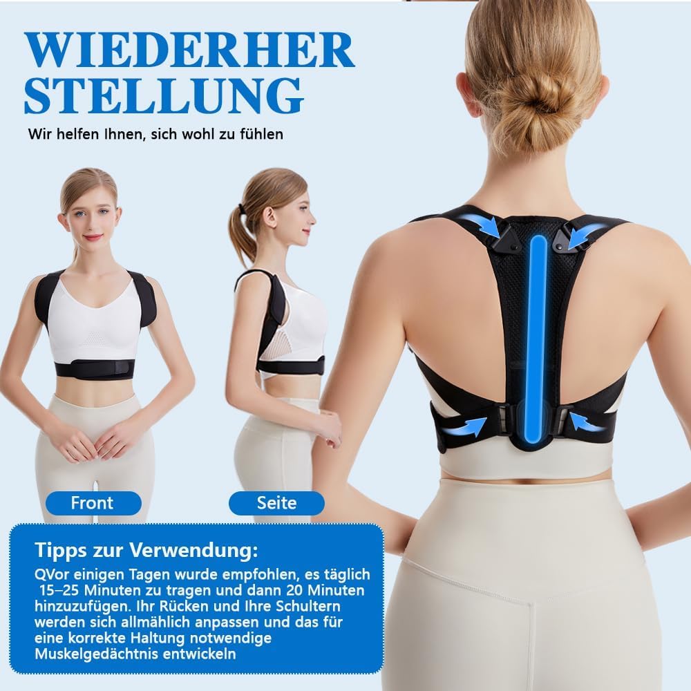 Rücken Geradehalter,Verstellbarer Rückenstützgürtel für Haltungskorrektur Rücken Damen Herren,Komfortable Rückenstütze,zur Schmerzlinderung im Oberen & Unteren (Schwarz0923)