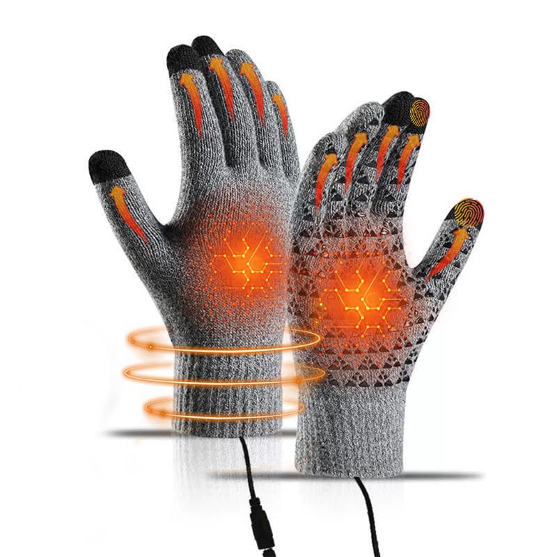 DVONE Winter Beheizbare Handschuhe für Herren Damen, USB Touchscreen Handschuhe mit 3-Stufige Temperaturregelung und Rutschfestes Design, für...