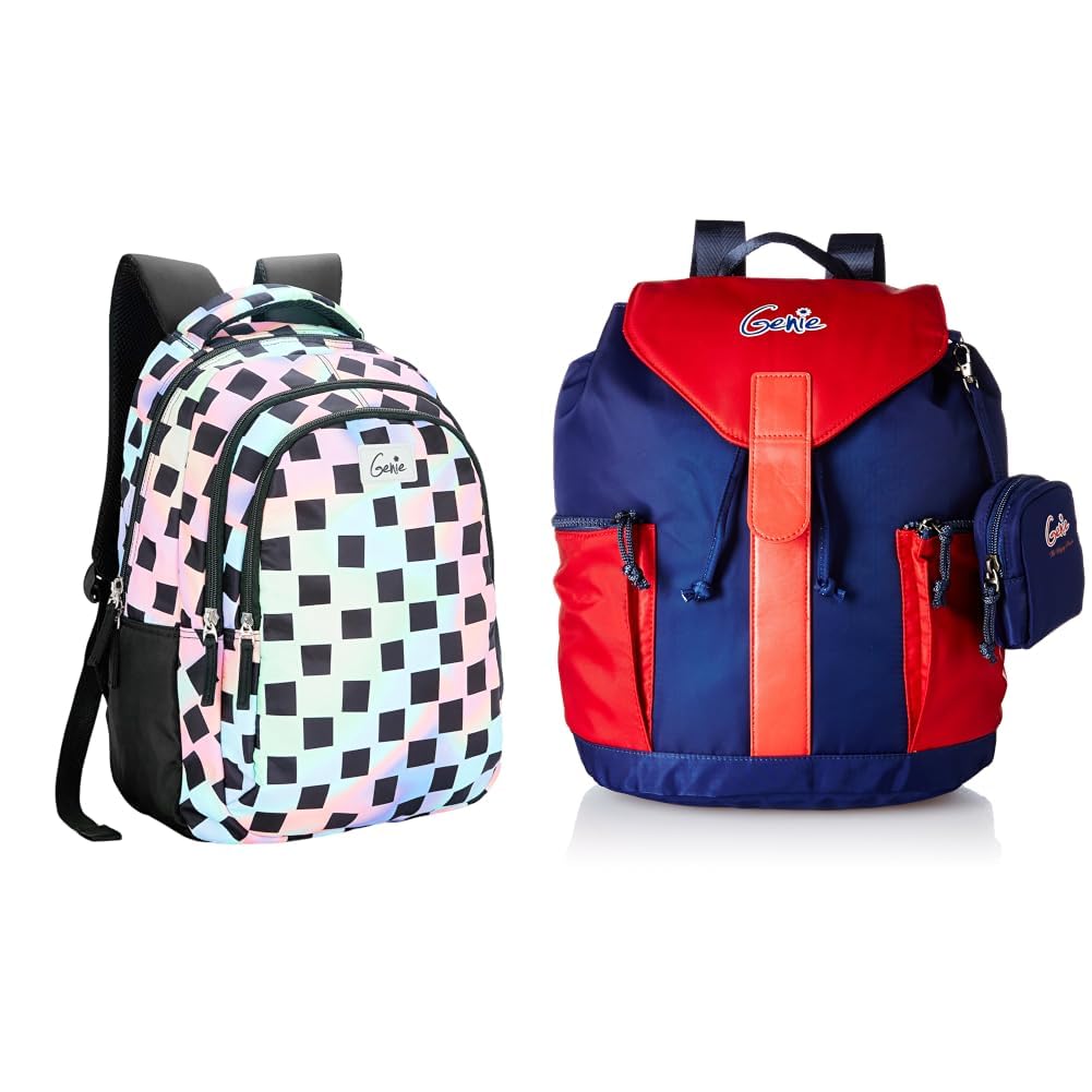 genie Iridescence 27 litres Multicolor School Backpack (17 inch, Water Resistant) + 20 Ltrs Blue Casual Backpack (Shade 1701 Blue)-picture-59