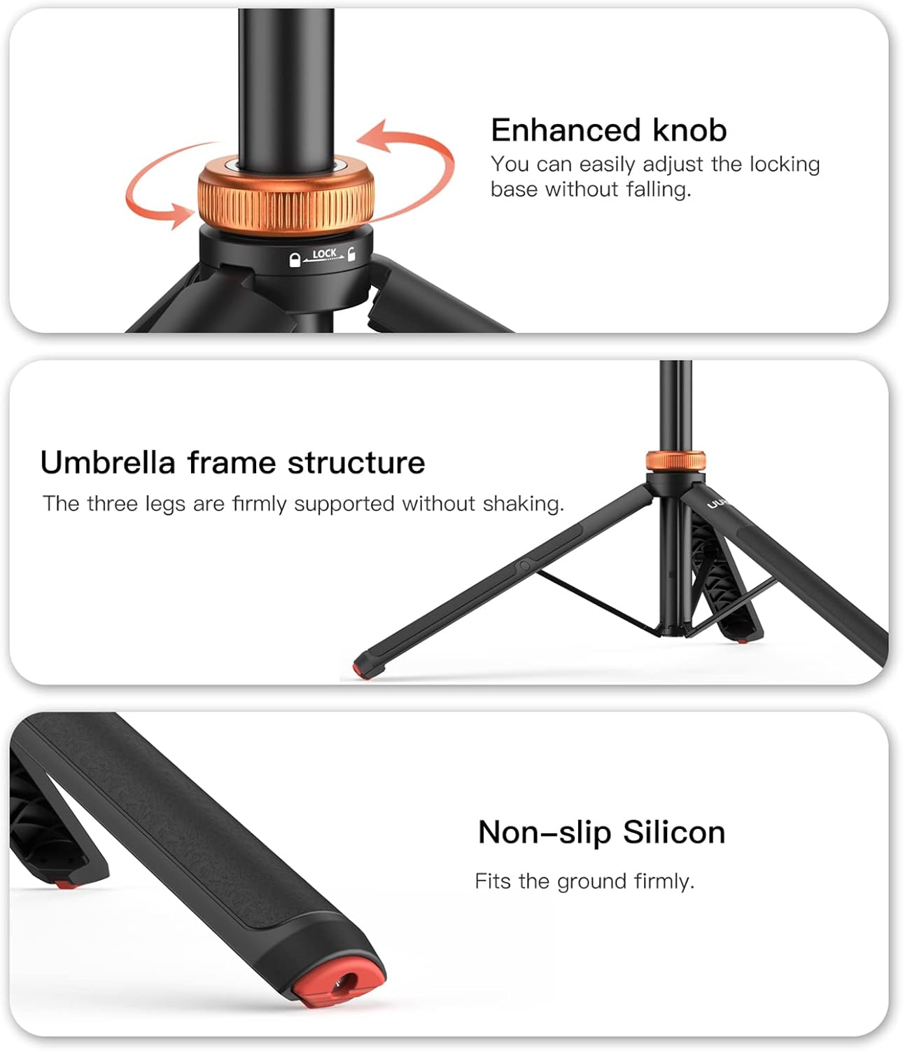 UURig Extendable Selfie Stick Tripod for GoPro Max Hero 10 9 8 7 6 5 4, DJI Osmo Action, Insta 360 One R and More Action Camera(50.7'')