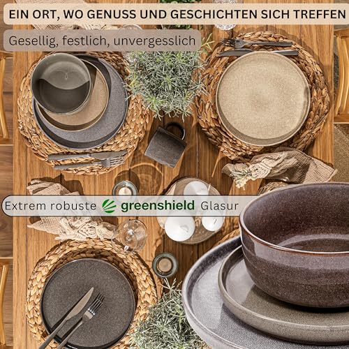 SÄNGER Kairo | Tafelservice 12 teilig, Steingut Geschirr Set 4 Personen, 4x Speiseteller 4x Dessertteller 4x Schalen Geschirrset & Schale mehrfarbig, Teller Set mix, Tiefe Teller | VALUE COLLECTION