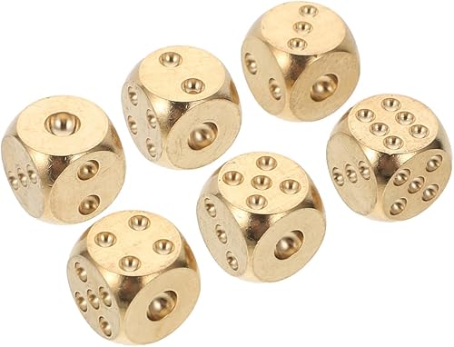 Miniatura 1 de Garneck Mahjong - Juego de 6 dados de latón, juego de dados de metal, accesorios de fiesta para juegos de mesa, juegos de rol, juegos de mesa, dados