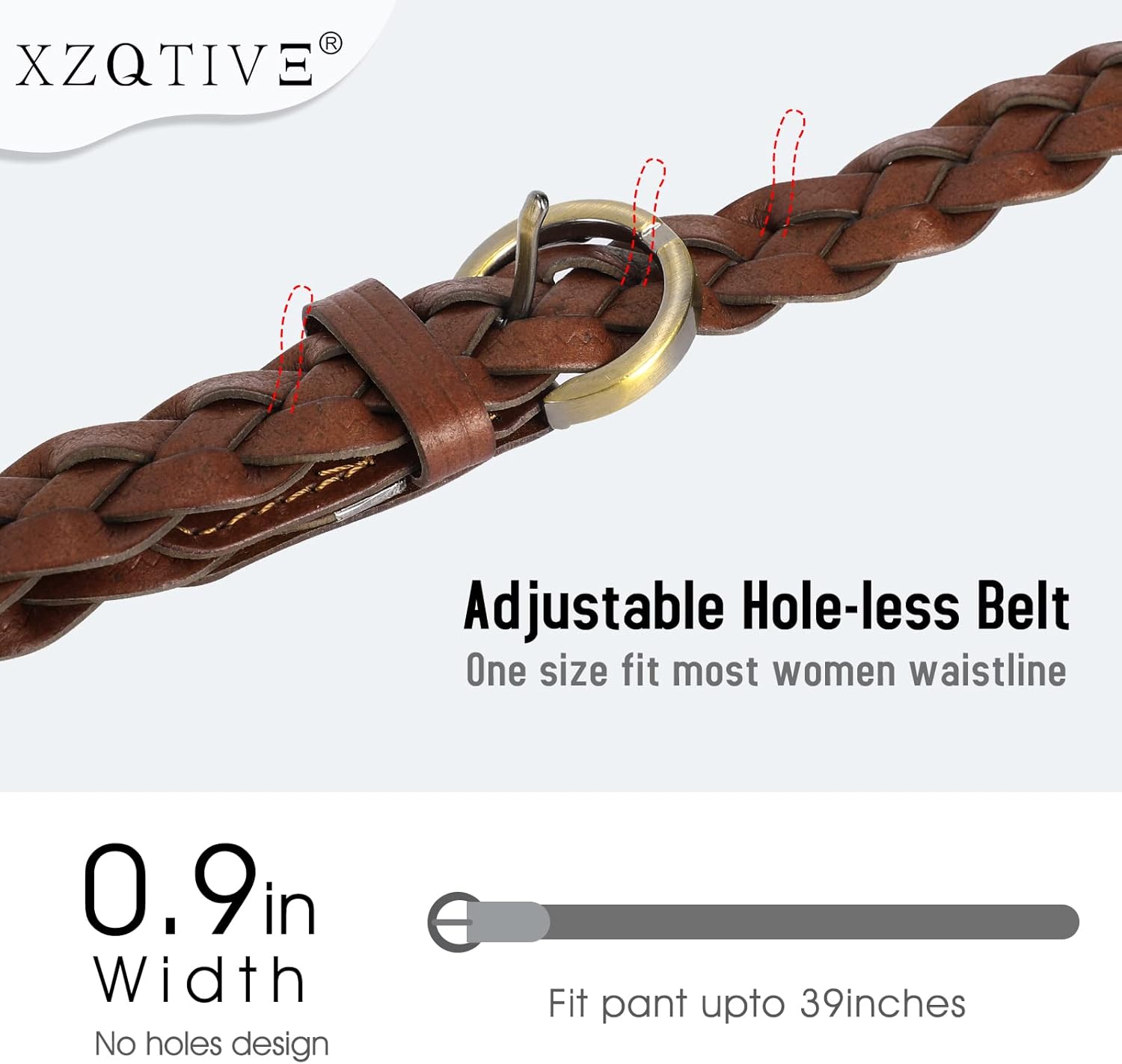 XZQTIVE 2 Pieces Women's Braided Leather Belts Casual 0.9" Skinny Woven Belt for Jean Pant - Image 3