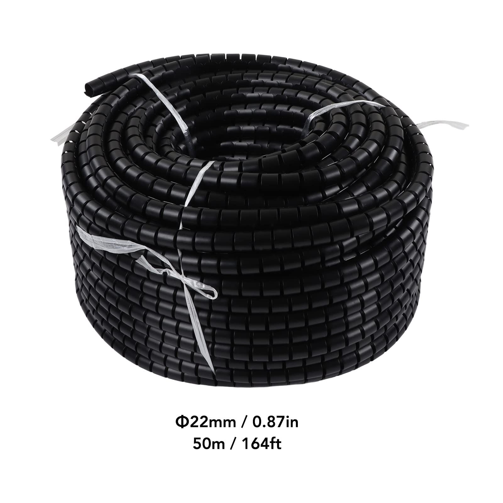 Gaine de Câble Enroulée, Manchons de Protection de Fils de Dérivation Résistants aux Acides Noirs et aux Alcalis, Solides pour la Protection (Diamètre 22mm 50m)