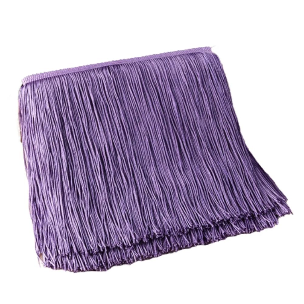 Blausky 20 cm x 1 m Wide Tassel Fringe Trim Dance Fringe Cut Fringe Silky Fringe Ribbon Decorative Ribbon Fringe Trim Ribbons for Sewing, for Latin Dress, Lingerie Curtains, Light Purple