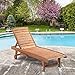 Outsunny Chaise Lounge Chair Outdoor Wooden Pool Lounge Chair with 3-Level Adjustable Backrest, Built-in Table and Rolling Wheels, Sun Tanning Chair for Beach Poolside Sunbathing, Brown Red