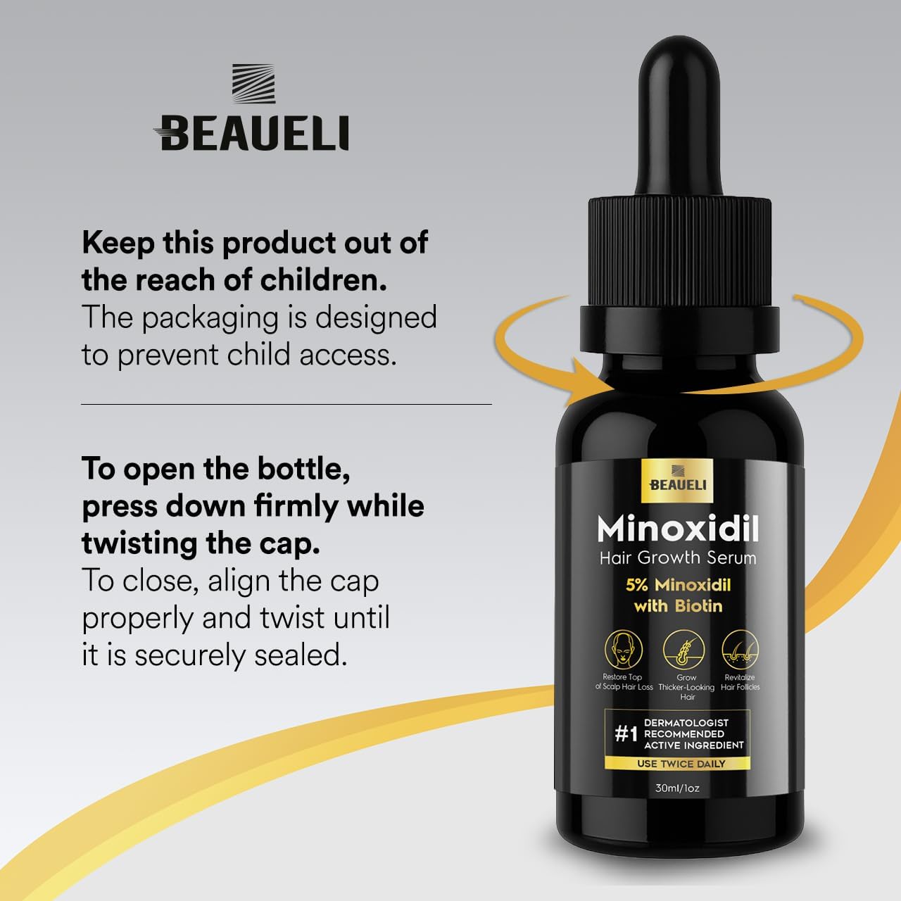 Beaueli 5% Minoxidil with Biotin for Men and Women Hair Regrowth