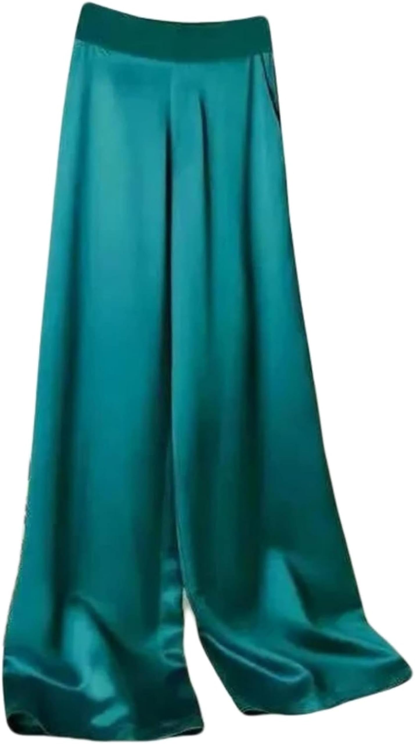 Sylaiwao Women's Wide Satin Casual Straight Leg Imitation Silk Summer Pants