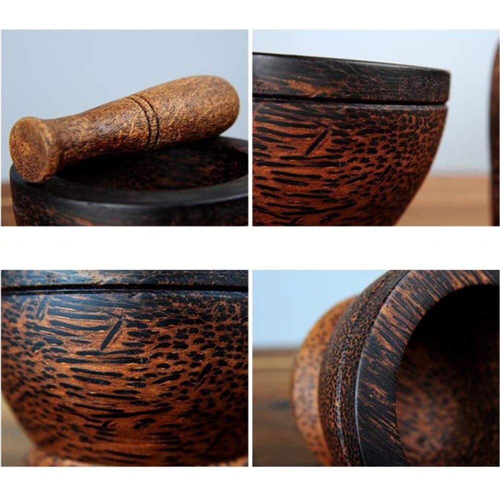 Juego de mortero ligero de madera maciza y mortero, trituradora de pimienta y especias de madera, molinillo de hierbas, triturador de ajo, tazón para mezclar, herramienta de coci