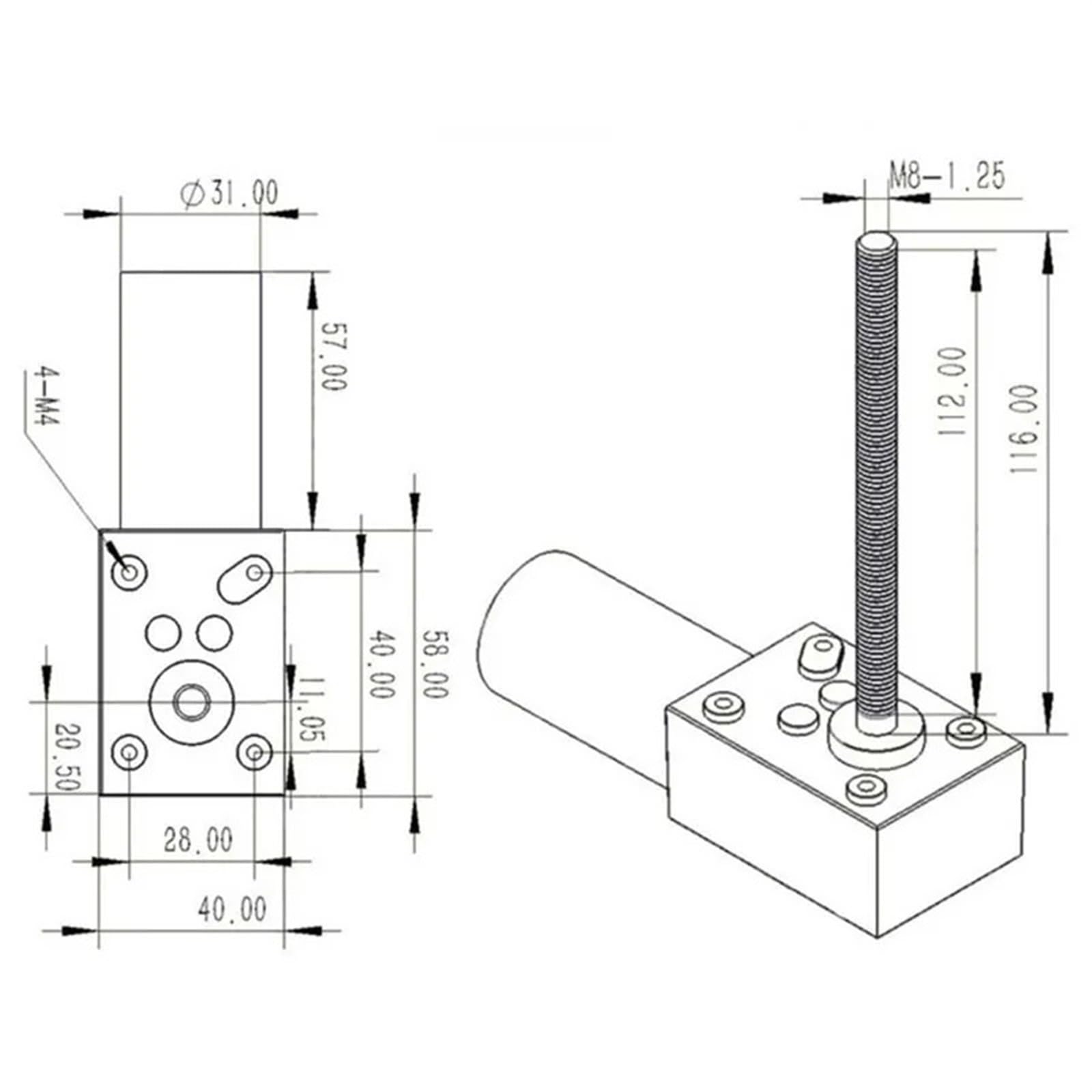 5840 31ZY DC 12V-24V silnik przekładni ślimakowej 12-470RPM wysoki moment
