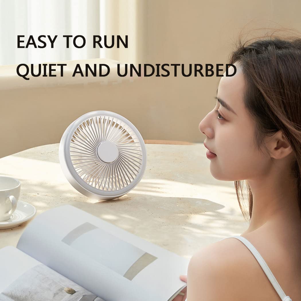 USB Ventilatore da Scrivania, Portatile Ventilatore con 3 velocità Regolabile, Silenzioso Ventilatore Portatile da Tavolo, Mini Ventilatore Silenzioso, per Scrivania, Casa, Viaggio,Bianca