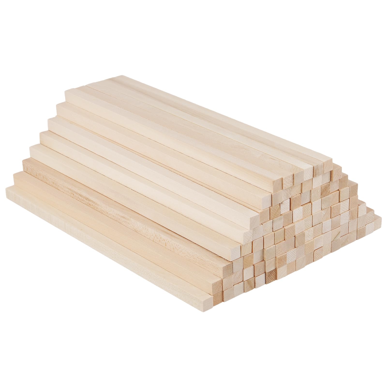 JIAYUET 100 PCS Wooden Square Dowel Rods, 25 x 1 x 1 cm Natural Unfinished Wood Strips for DIY Crafts and Model Making