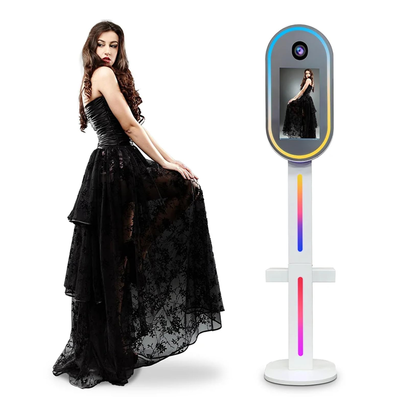 DSLR Photo Booth Machine Portable 15.6 Inch Touch Screen Camera Mirror Photobooth with Flight Case Packing for Wedding Party Events