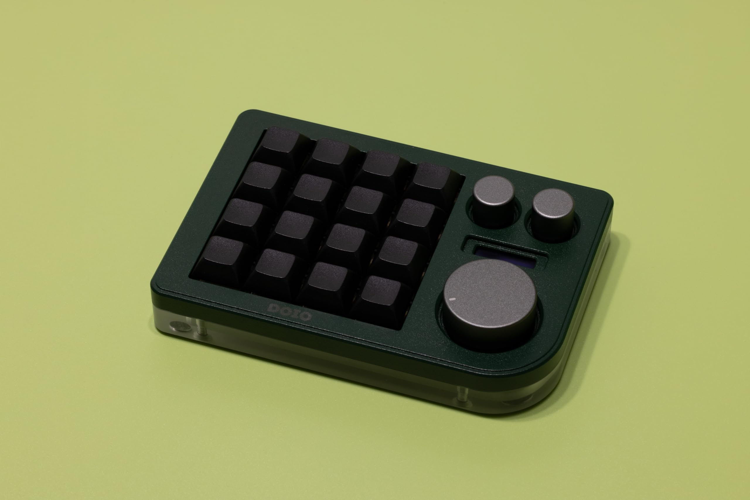 DOIO KB16 Aluminium-Makro-Pad Megalodon Triple Knob, VIA-kompatibel, Mini-Tastatur für Designer (Dunkelgrün)