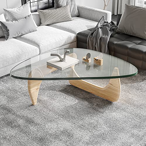 Rimdoc A001007-WD-KD Noguchi Table Triangle Glass Coffee Table Vintage Glass End Table thumb #3