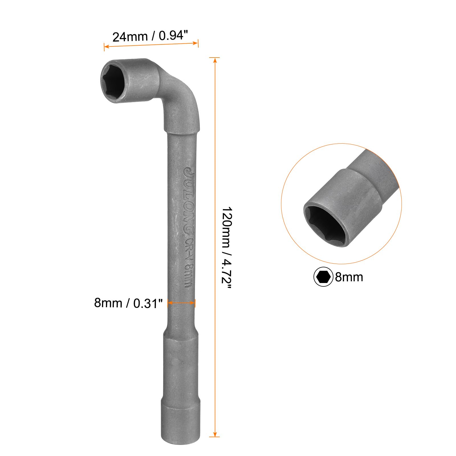 22mm L-förmiger Sechskant-Steckschlüssel - Doppelseitig Aus 45# Stahl, Für Rohre, Auto, Fahrrad