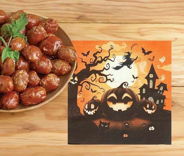 Foto 2 de 2 de FIESTAS GUIRCA 12 Servilletas de Papel Calabaza de Halloween 33 x 33 cm