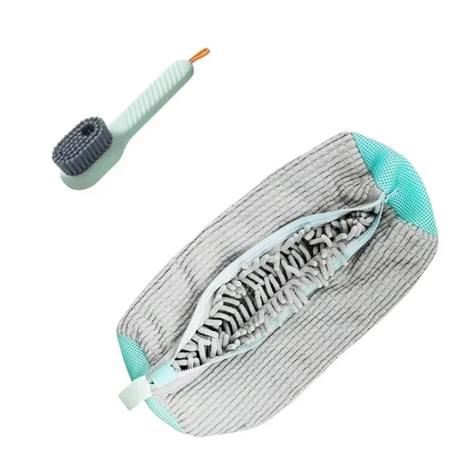 Reusable Durable Fluffy Shoe Washing Bag Cleaning Machine-Washable Laundry Bag with Zipper Closure(2pcs Set Grey)