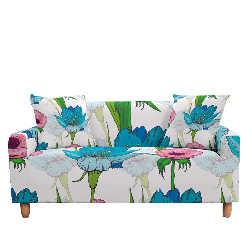 Housse de canapé extensible pour salon et bureau motif floral 3D LIJUCAI