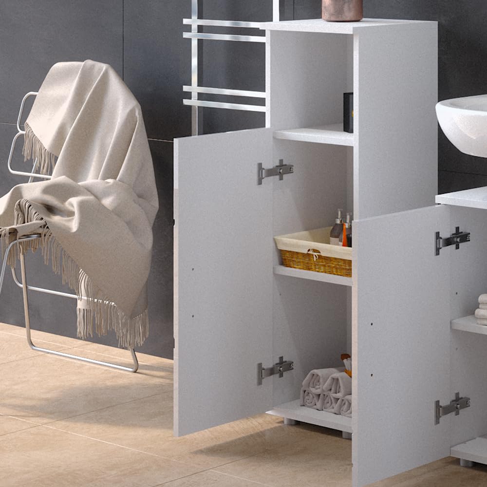 Vicco Midischrank Irma, Weiß Hochglanz mit Einsätzen, 30 x 95 cm