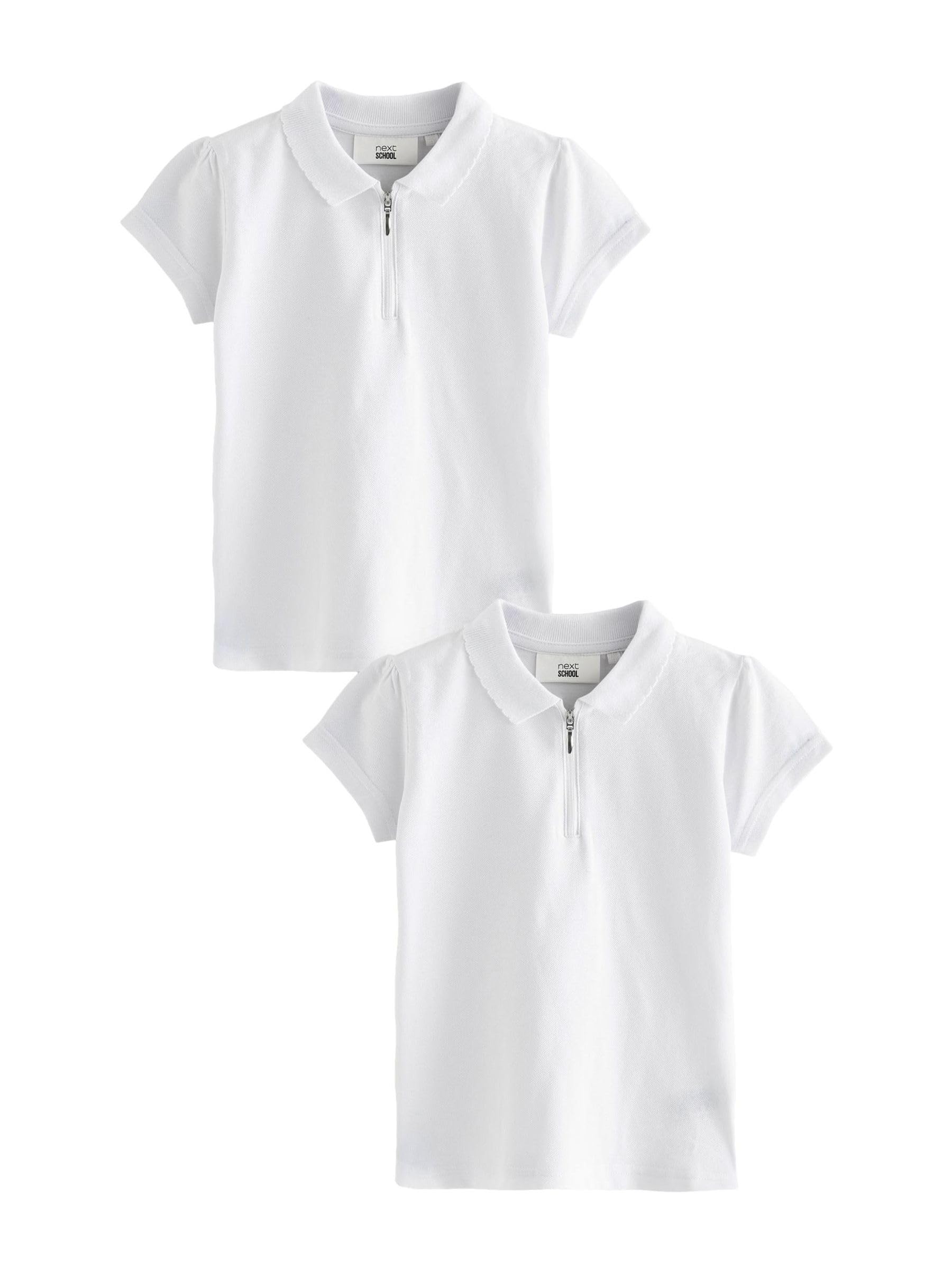 NEXT Fille Polo zippé, Lot de 2 Blanc 10 Ans