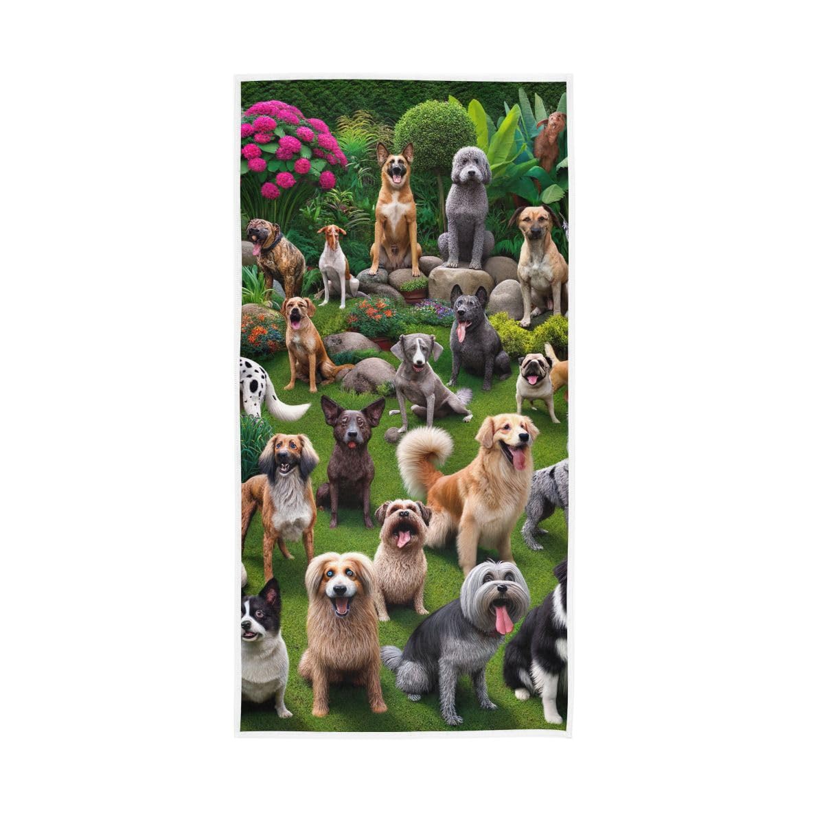 HUYGD Funny Dogs Pooping in Garden Hand Towel, Spa Towels for Bathroom, Gym, Hotel, Spa 15 x 30 Inches