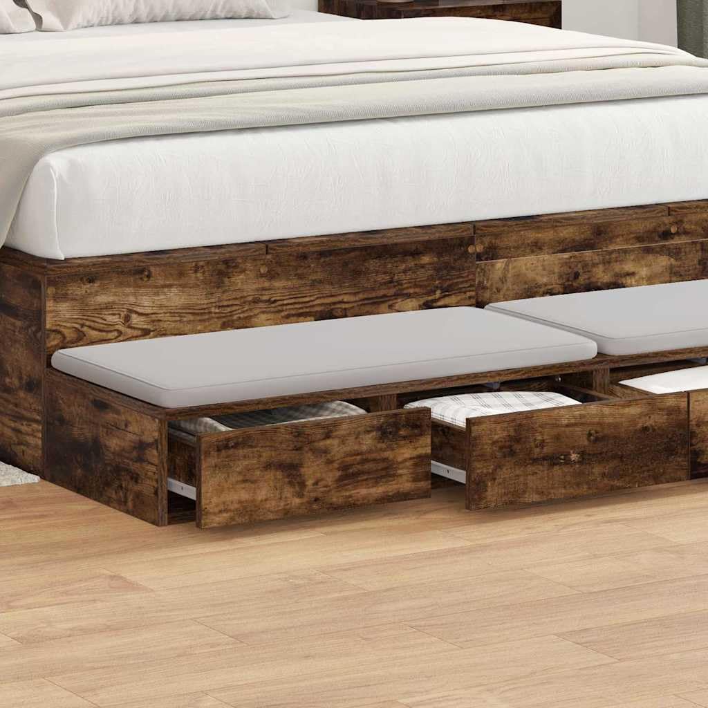 Cassetti da letto in rovere affumicato, 160 x 36,5 x 16,5 cm, 4 cassetti push-to-open, comodino durevole per camera da letto, proprietari di case moderne