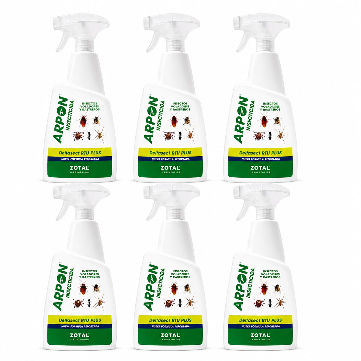 Spray Insecticida Moscas - Garrapatas - Pulgas – Control de Insectos Voladores y Rastreros | Deltasec RTU Plus 750 ml | Nueva Fórmula Reforzada | ARPON ZOTAL (Pack 6 Unidades (4500 ml))