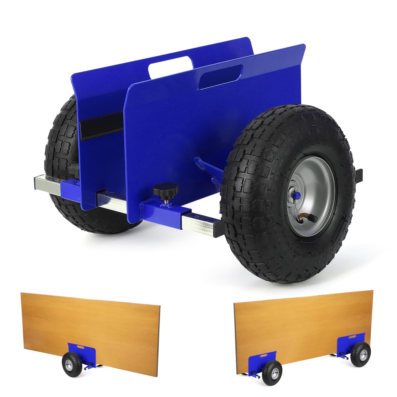 Garvee Plattenwagen 272Kg Tragkraft, Platten-Dolly Mit 25cm Gummiluftreifen | Verstellbarer Klemmwagen Plattentransportwagen, All-Terrain Transporthilfe Plattenroller, Für Gipskartonplatten Türen