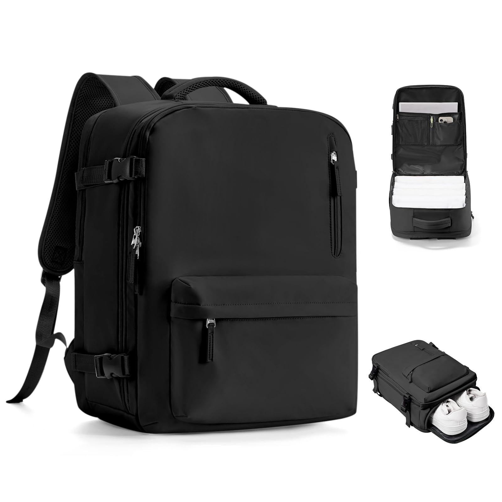 VGCUB Carry on Travel Backpack for Women Men Large Laptop Gym Work Frontier Airlines Personal Item Bag Business Airport Lightweight Backpack Flight Approved Mochilas de Viaje Black — view 28