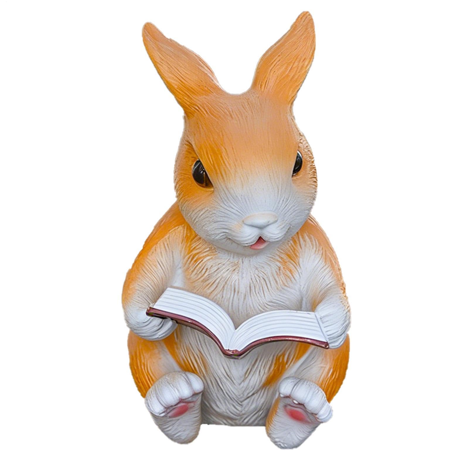 Sculpture lapin en résine artisanale peinte à la main objet d'art pour salon