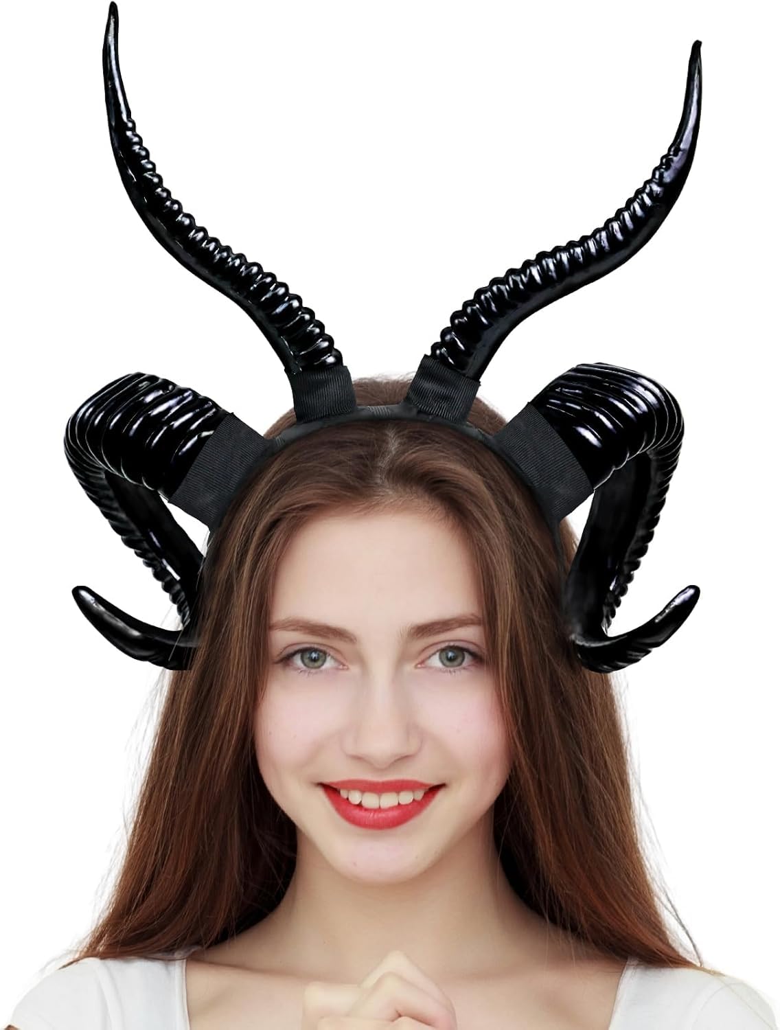 Orgoue Fascia di Corna del Diavolo, Corna del Diavolo Nero Corna del Demone Corna di Halloween Corna Gotiche Fascia di Corna per Le Donne Uomini Adulti per Fancy Dress Halloween Party (4 Horns)