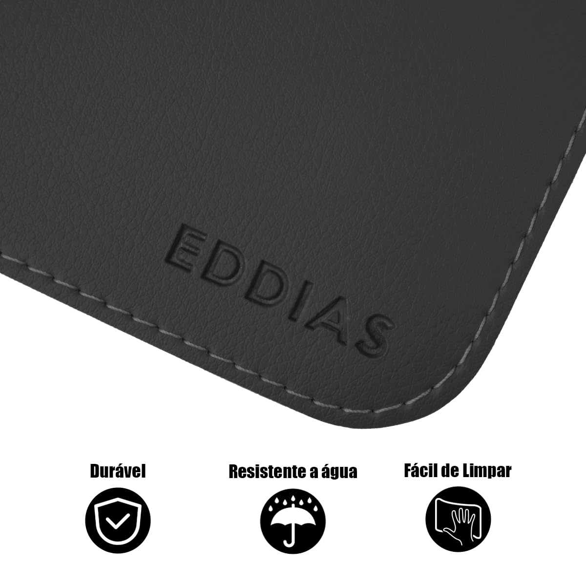 MousePad Desk Pad Eddias em Couro Ecologico 90x40cm - (Grafite