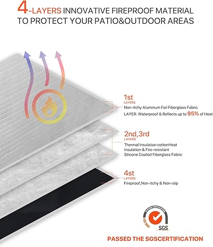 Miniatura 3 de Elayce Tapete para parrilla de barbacoa, multifuncional, resistente al calor y al agua, 20 x 25 pulgadas, lado plateado, tamaño ajustable para