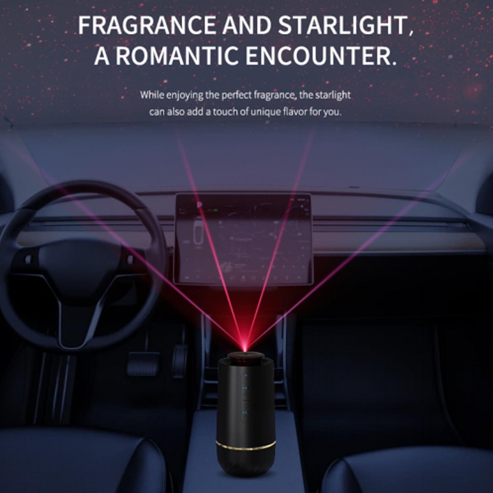 Generic Difusor de Aceite Esencial con Luz de Estrella, Difusor de Aromaterapia USB para Coche, Hogar, Oficina, Hermoso Diseño, 10ml