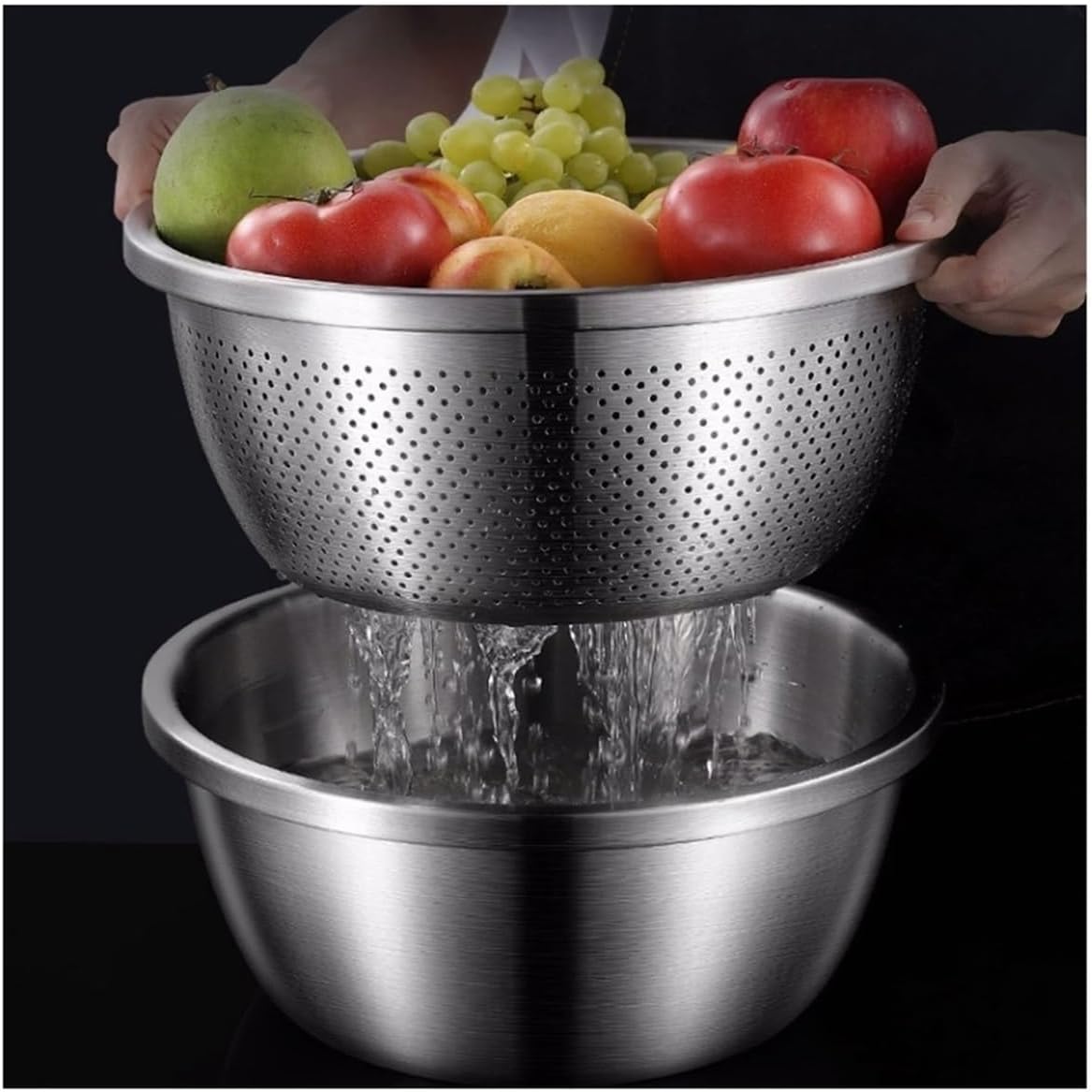 Mixing Bowls Salad Bowls Pots and Pans Cooking Baking Metal Nesting Storage Bowls 2 Piece Set Soup Bowls 304 Stainless Steel Barbecue Serving Trays