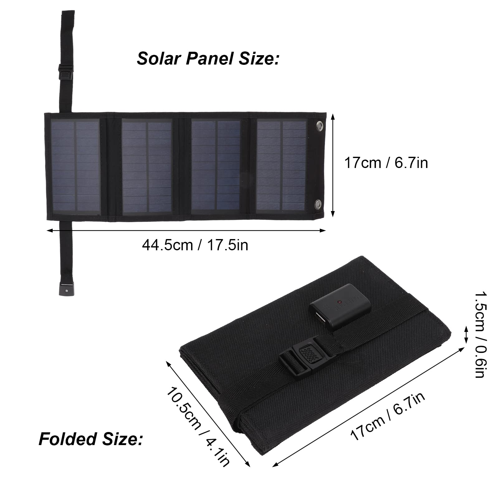 Panel Solar Plegable, Carga Rápida y Energía Renovable, Cargador de Batería Móvil 20W USB 5V, Diseño Ligero Portátil para Campamentos, senderismo, picnics, escalada al aire