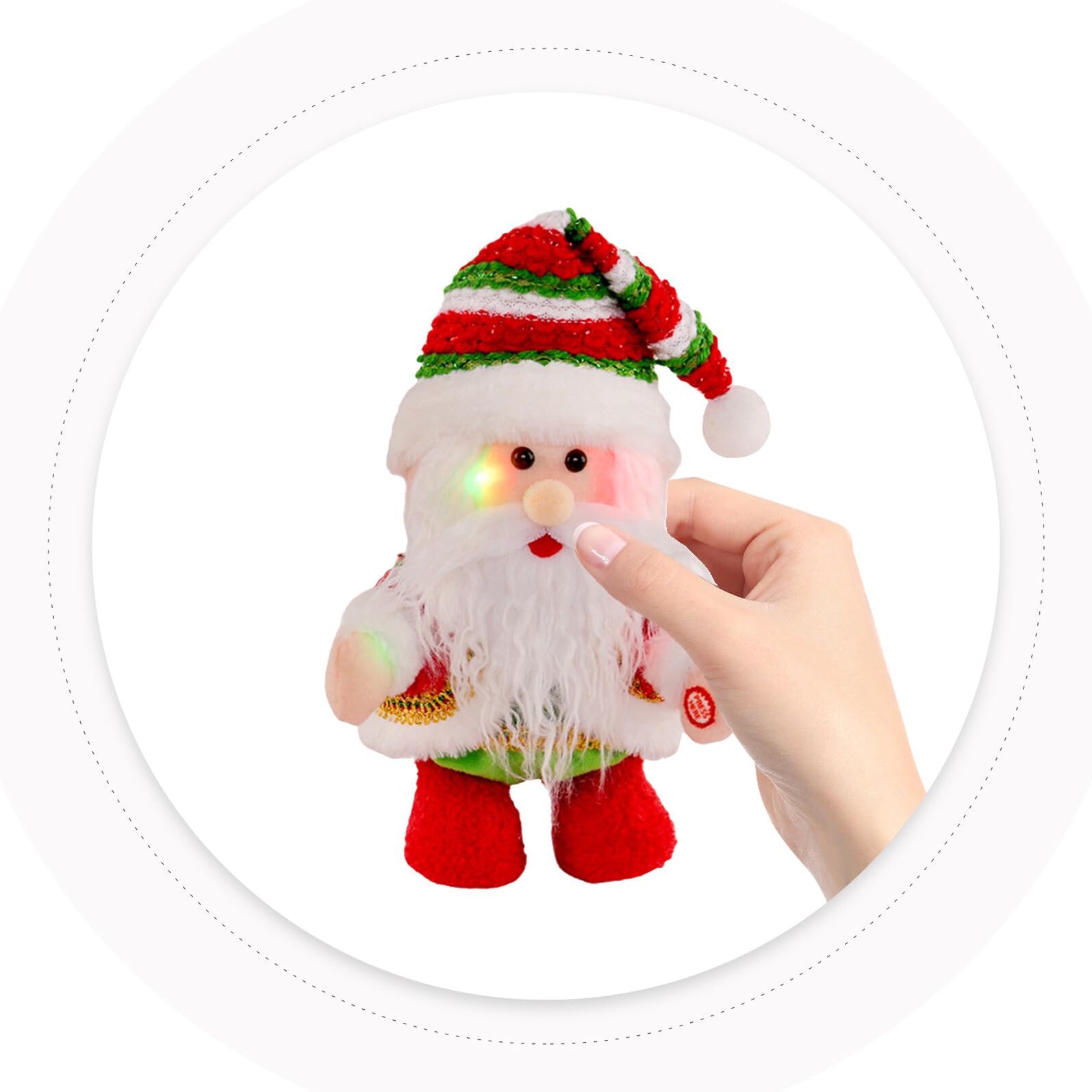 Babbo Natale Elettrico Musicale con Luci per Feste Natalizie Giocattolo Decorativo da Tavolo e Auto Addobbo Festivo per Ufficio Casa e Eventi Invernali Batteria Non Inclusa
