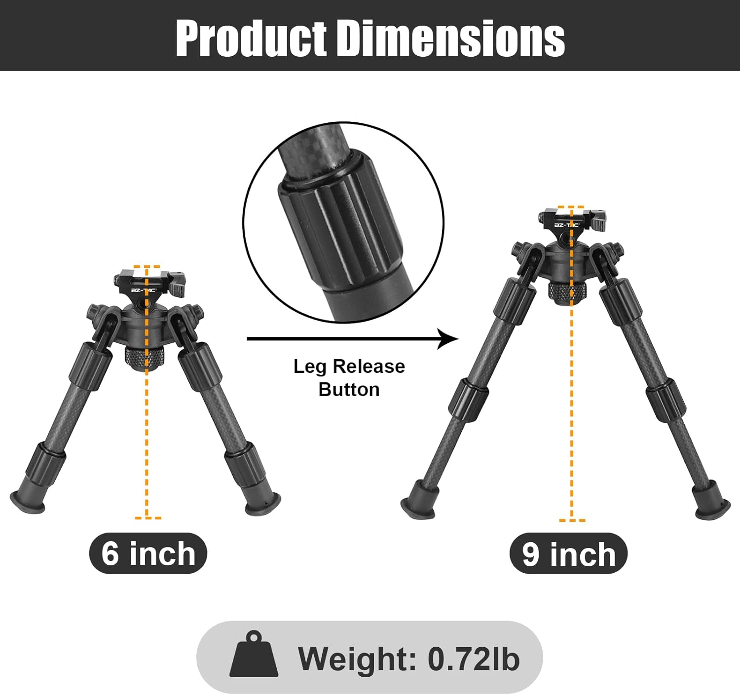 Durable Sturdy Portable Carbon Fiber Bipod Picatinny Quick Detach Head for Rifles Adjustable Height for Shooting Hunting Accessories