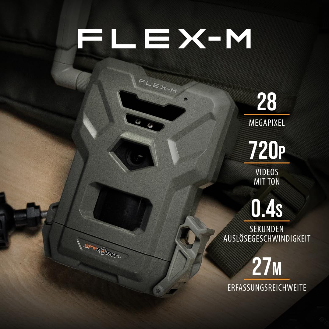 Spypoint Flex-M Twin-Pack - Wildkameras mit Foto- & Videoübertragung, 28 Megapixel, Wildtierkamera mit Nachtsicht, kostenlose App für Ihr Smartphone