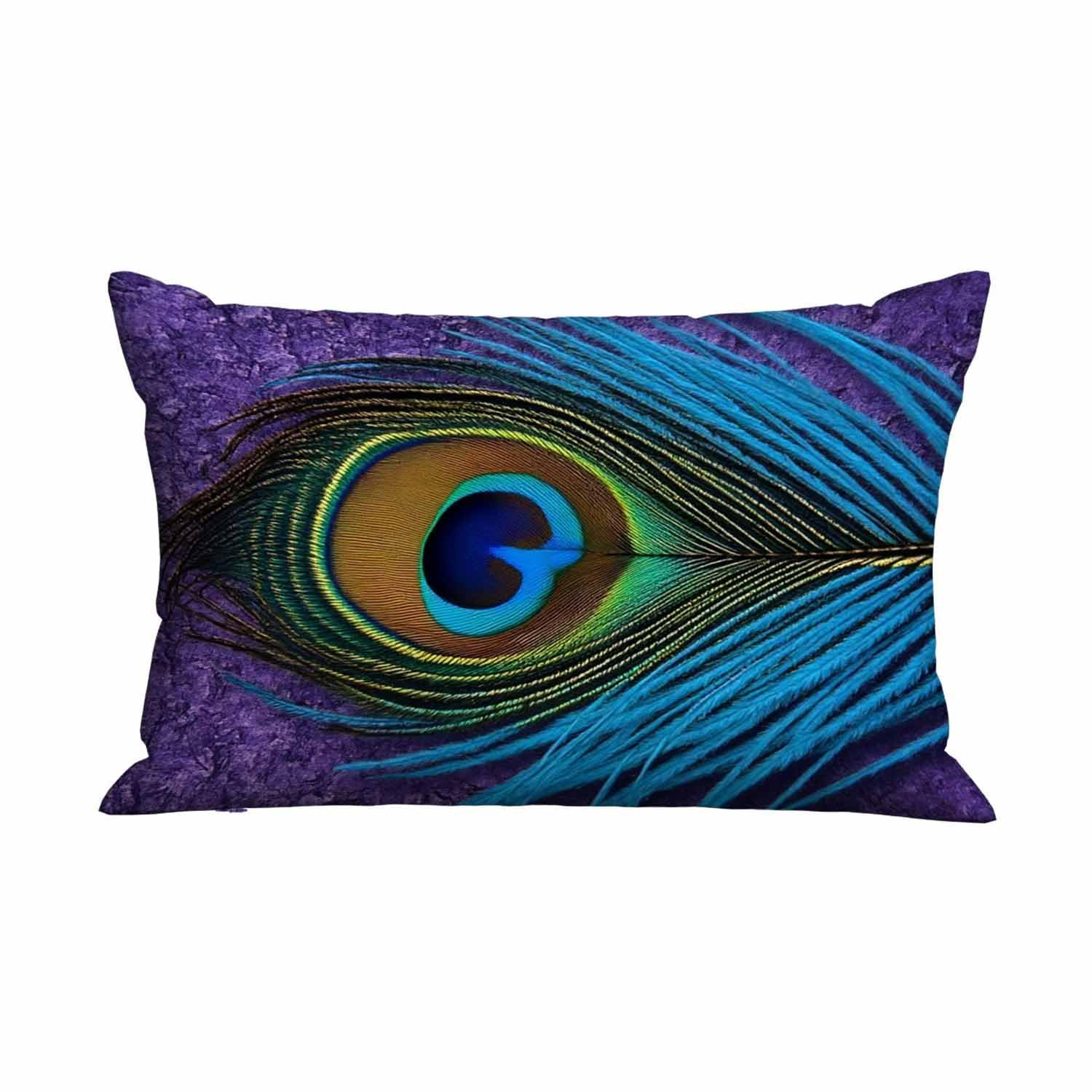 Mugod Pillow Cover Peacock Feather Texture,Cushion Throw Pillow Covers Decorative Outdoor Couch Sofa 20x30 Inches