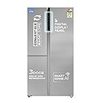 Haier SmartChoice 598L 3 Star 3-Door Side by Side Frost Free Refrigerator|Convertible|Smart Sense AI|Expert Inverter Compressor|Digital Display Panel (2025 Model, HRT-683ISU1, Inox Steel)