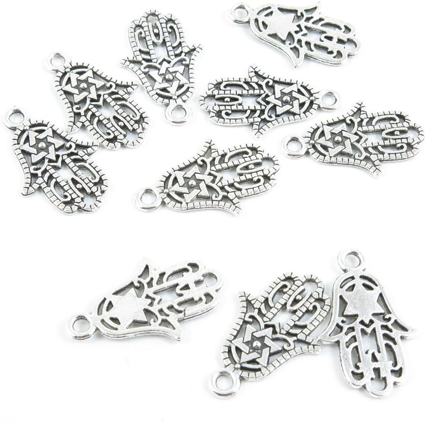 Qty 530 Pieces Silver Tone Jewelry Making Charms Filigrees S4XR7 Hamesh Hamsa Hand of Fatima