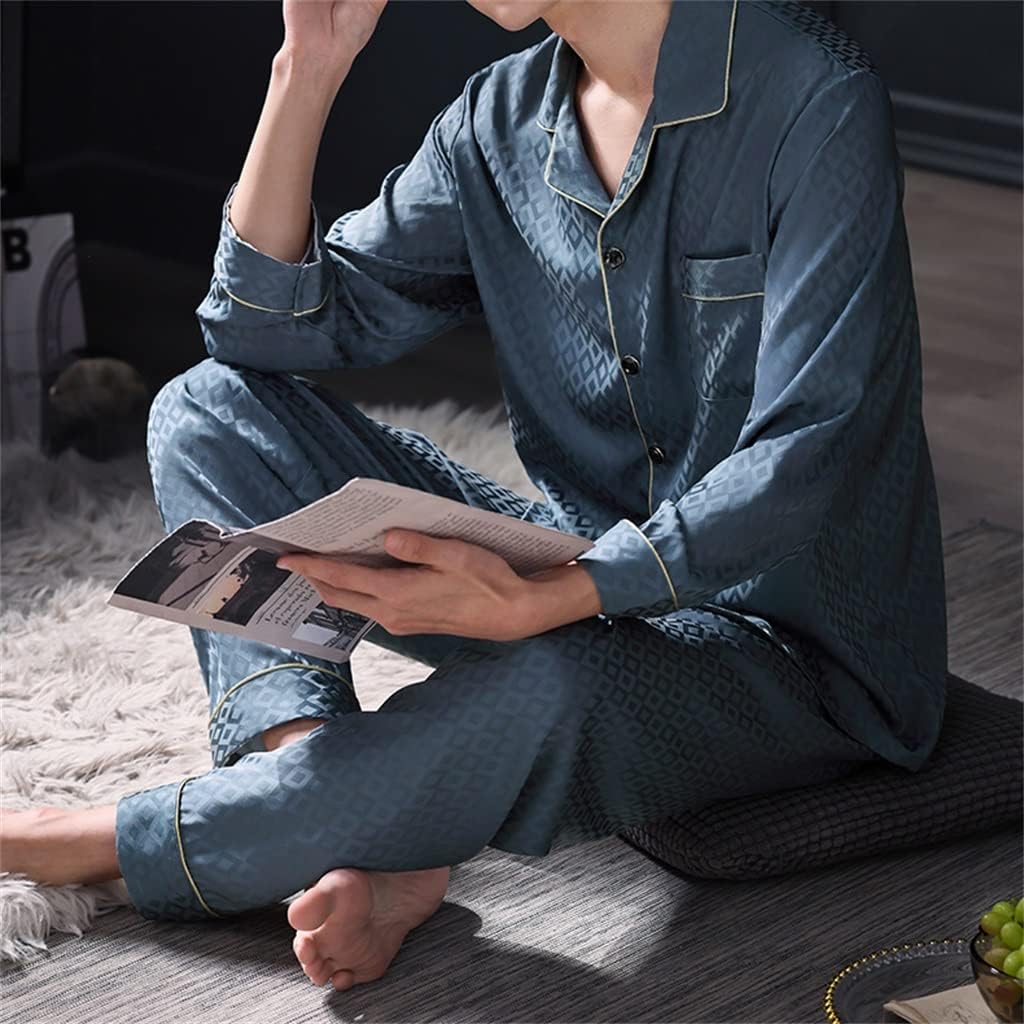 Pajamas Men's Spring and Autumn Silk Ice Long Sleeve Homewear Four Seasons