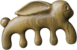 MOBYAT Masajeador de Madera Verde sándalo Conejo Masaje Peine Cabeza meridiano Gua Sha Cuero cabelludo relajación acupuntura Peine de Dientes Anchos 1 Uds (Color : Black)