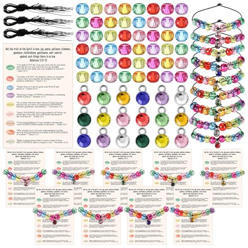 Knitgrip 18 Sets Christian Spirit Crafts Kit Christian Bead Bracelets with Bible Verse Spiritual Cards Religious Gifts Sunday School Party Favor for Vbs Back to School Supplies