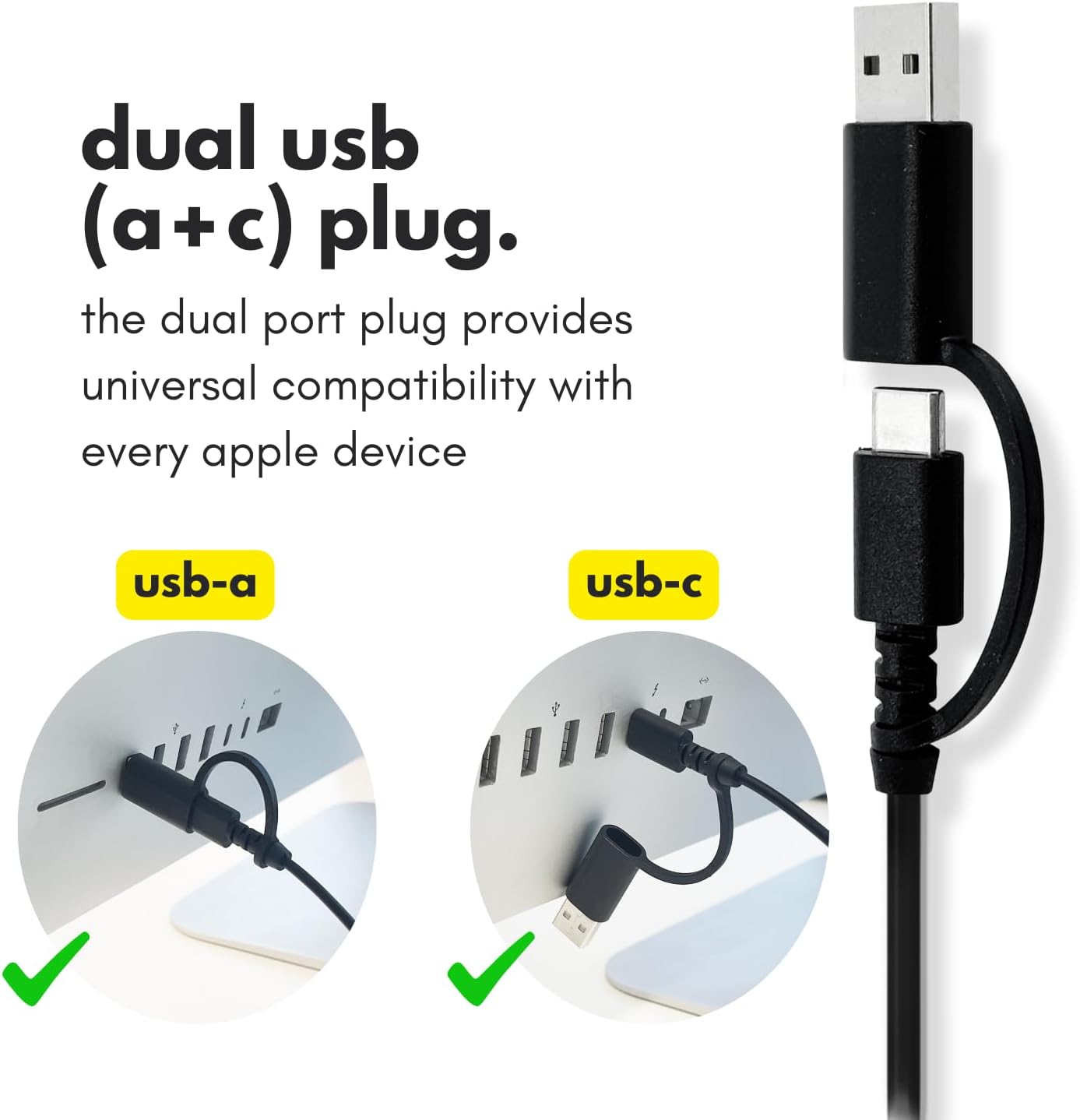 Macally USB C Wired Keyboard for Mac (USB C + USB A) – Full Size Keyboard with 22 Shortcuts, Quiet Typing, for MacBook, iMac, MacMini, iPad – Black