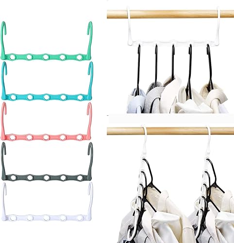 Miniatura 9 de HOUSE DAY Perchas negras que ahorran espacio, organizador inteligente para armario, ahorro de espacio, perchas de plástico resistentes para todo