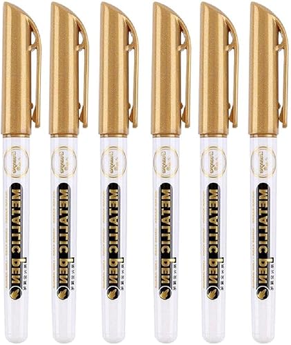 W-LOVE Pluma de dibujo de resina epoxi dorada y plateada, marcador de punto de hoja, pintura acrílica, resaltes metálicos de silicona permanente,